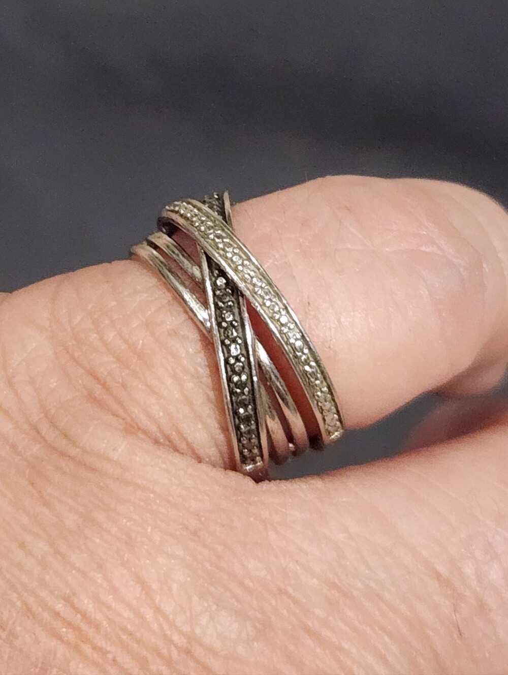 925 Sterling Silver Crossover Ring Size 7